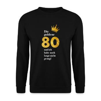 80 Jahre Gold Geburtstag - Unisex Pullover - Schwarz - Vorne - Alina (178cm) & Michal (187cm)