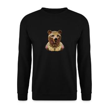bär,goldener bär,bär mit pailletten,glänzend - Unisex Pullover - Schwarz - Vorne - Alina (178cm) & Michal (187cm)