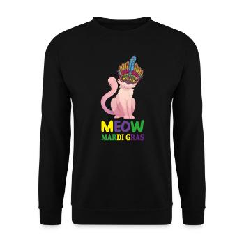 Lustige Katzen, Miau Mardi Gras, Miau, Mardi Gras Katzen - Unisex Pullover - Schwarz - Vorne - Alina (178cm) & Michal (187cm)