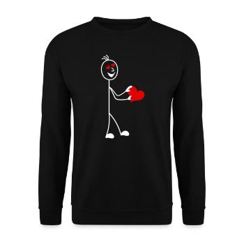Stick figure with heart & hearts in the eyes - Unisex Sweatshirt - black - Front - Alina (178cm) & Michal (187cm)