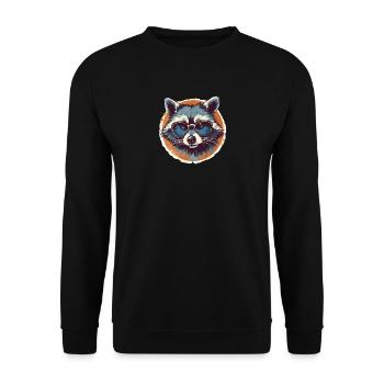 Waschbär Sonnenbrille Schupp Ringelschwanz - Unisex Pullover - Schwarz - Vorne - Alina (178cm) & Michal (187cm)