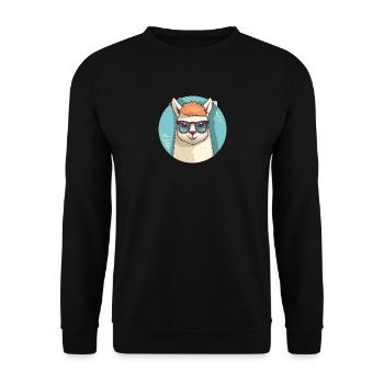 Alpaka Lama Sonnenbrille - Unisex Pullover - Schwarz - Vorne - Alina (178cm) & Michal (187cm)