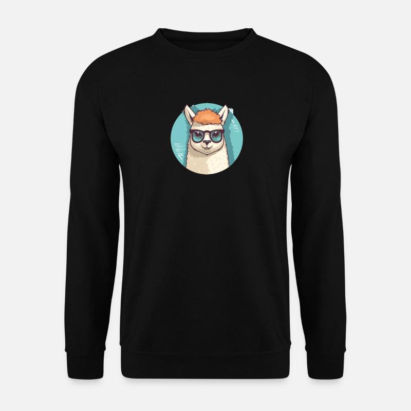 Alpaca Llama Sunglasses - Unisex Sweatshirt - black