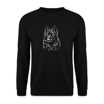Belgian Tervuren Portrait Dog Dog Wilsigns - Unisex Sweatshirt - black - Front - Alina (178cm) & Michal (187cm)