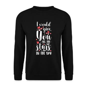 Sternschnuppe Wünsche - Unisex Pullover - Schwarz - Vorne - Alina (178cm) & Michal (187cm)