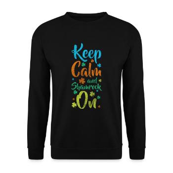 Kleeblatt Positives Denken Liebe Energie - Unisex Pullover - Schwarz - Vorne - Alina (178cm) & Michal (187cm)