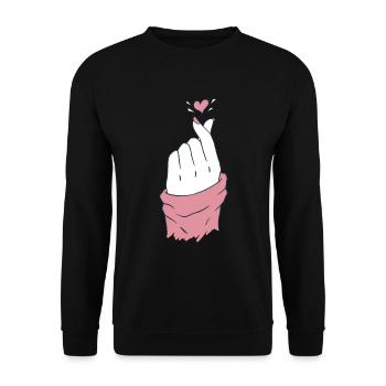 kpop hand herz pink - Unisex Pullover - Schwarz - Vorne - Alina (178cm) & Michal (187cm)
