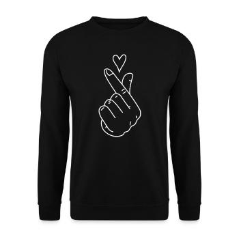 Korean Finger Heart Love K-POP Kdrama - Sweat-shirt Unisexe - noir - Devant - Alina (178cm) & Michal (187cm)