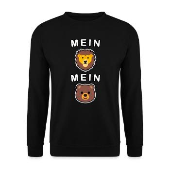 Mein Löwe, Mein Bär 🦁🐻❤️ - süßer Spruch - Unisex Pullover - Schwarz - Vorne - Alina (178cm) & Michal (187cm)