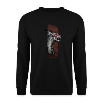 Majestätischer uralter Drache - Unisex Pullover - Schwarz - Vorne - Alina (178cm) & Michal (187cm)