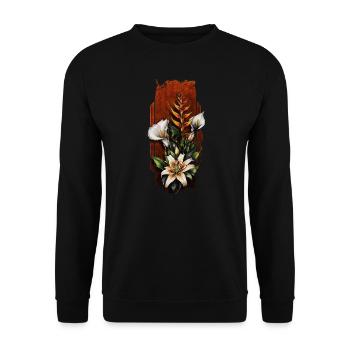 Heliconia, Orchids, and Calla Lily Bouquet - Unisex Sweatshirt - black - Front - Alina (178cm) & Michal (187cm)