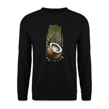 Tropical Bounty: Coconut on Verdant Leaves - Unisex Sweatshirt - black - Front - Alina (178cm) & Michal (187cm)