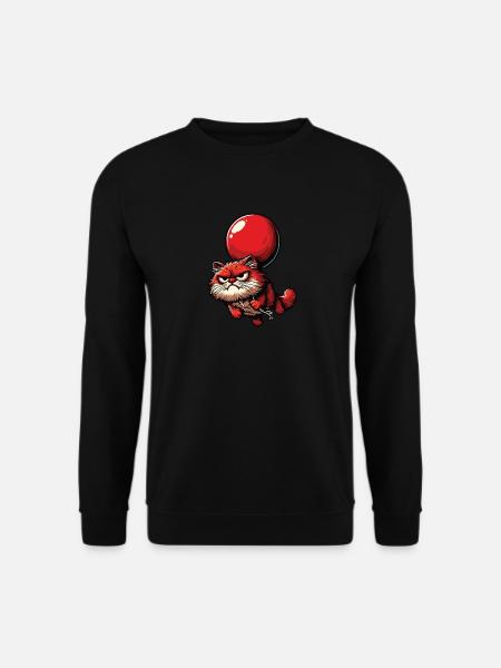 Katze mit Luftballon - Unisex Pullover - Schwarz