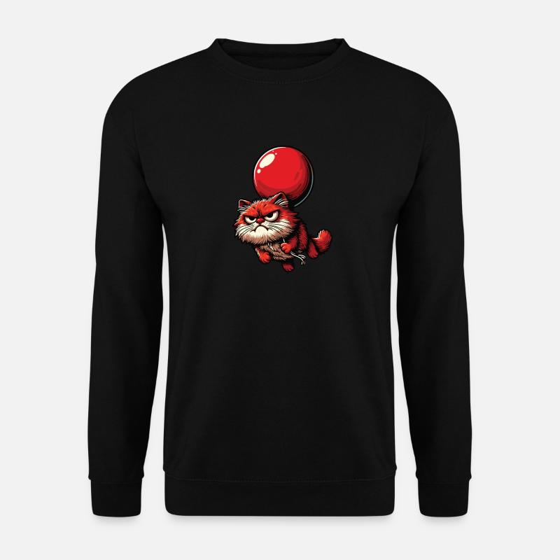 Katze mit Luftballon - Unisex Pullover - Schwarz