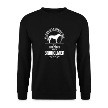 BROHOLMER Guardian Angel Dogs Saying Wilsigns - Unisex Sweatshirt - black - Front - Alina (178cm) & Michal (187cm)
