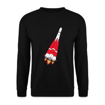 Fusée avec poussée - peinte à la main - Sweat-shirt Unisexe - noir - Devant - Alina (178cm) & Michal (187cm)