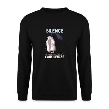 SiLENCE.. on vous écoute! (Style 1) - Sweat-shirt Unisexe - noir - Devant - Alina (178cm) & Michal (187cm)