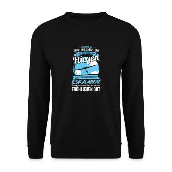 Fliegen Segelflieger Eskalation Design - Unisex Pullover - Schwarz - Vorne - Alina (178cm) & Michal (187cm)