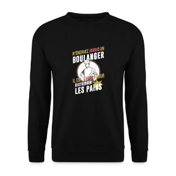 Boulanger humour - Sweat-shirt Unisexe - noir - Devant - Alina (178cm) & Michal (187cm)