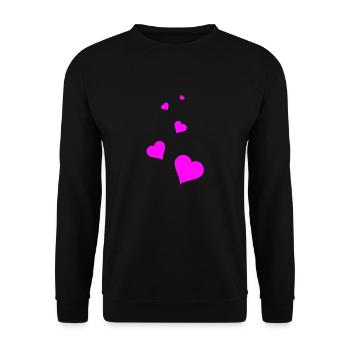 Herzen pink - Unisex Pullover - Schwarz - Vorne - Alina (178cm) & Michal (187cm)