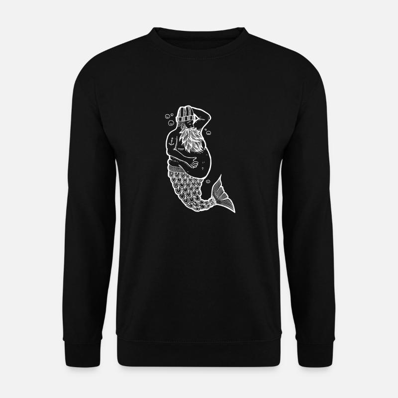 Dicker Meerjungmann mit Mütze und Bart - Unisex Pullover - Schwarz