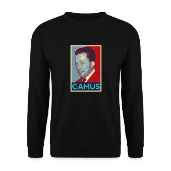 Albert Camus Shirt - Unisex Sweatshirt - black - Front - Alina (178cm) & Michal (187cm)