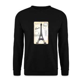 vintage postcard from paris - Unisex Sweatshirt - black - Front - Alina (178cm) & Michal (187cm)
