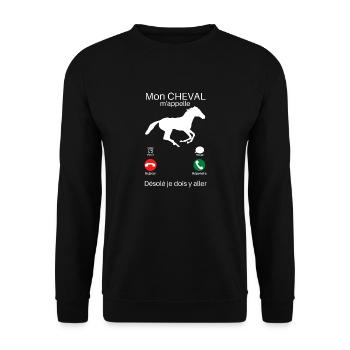 Mon cheval m'appelle désolé cadeau humoristique - Sweat-shirt Unisexe - noir - Devant - Alina (178cm) & Michal (187cm)