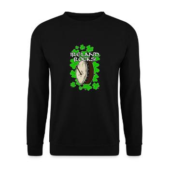 Irland Rocks Bodhran Irish St Patrick es Day - Unisex Pullover - Schwarz - Vorne - Alina (178cm) & Michal (187cm)