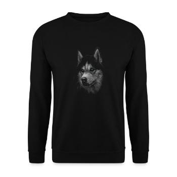 Wolf with blue eyes - Unisex Sweatshirt - black - Front - Alina (178cm) & Michal (187cm)