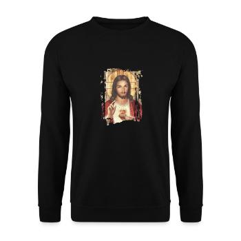 Jesus-Holy Mary Religion - Unisex Sweatshirt - black - Front - Alina (178cm) & Michal (187cm)