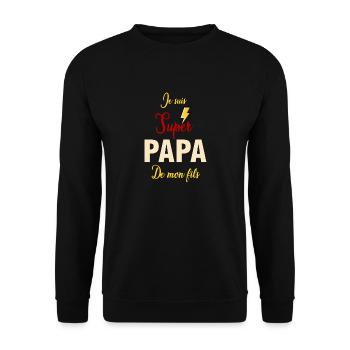 Je suis super papa de mon fils - Sweat-shirt Unisexe - noir - Devant - Alina (178cm) & Michal (187cm)