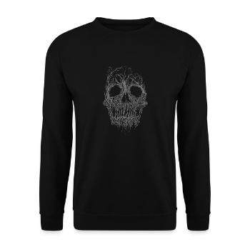 Totenkopf aus Baumwurzeln Skull - Unisex Pullover - Schwarz - Vorne - Alina (178cm) & Michal (187cm)