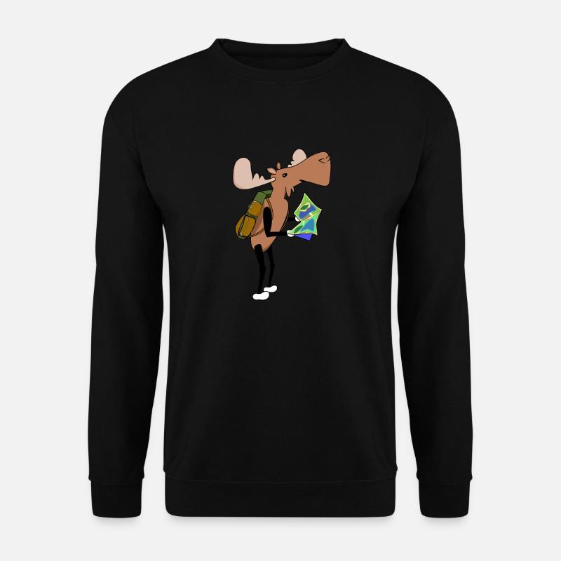 Moose Comic Hiking Map - Unisex Sweatshirt - black