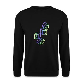3D Würfel - Unisex Pullover - Schwarz - Vorne - Alina (178cm) & Michal (187cm)