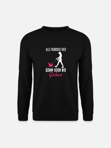 Alle verrückt hier Komm Huhn Wir gehen Landwirt - Unisex Pullover - Schwarz