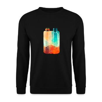 Two drinking bottles Retro - Unisex Sweatshirt - black - Front - Alina (178cm) & Michal (187cm)