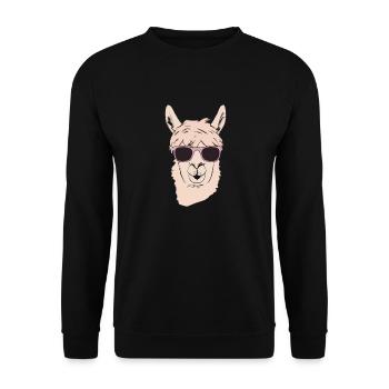 Llama with sunglasses Funny No Drama Llama - Unisex Sweatshirt - black - Front - Alina (178cm) & Michal (187cm)