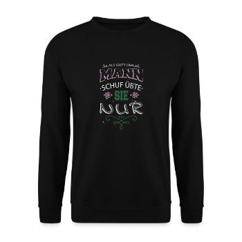 geschenkidee 2018 lustig feminismus zitat - Unisex Pullover - Schwarz - Vorne - Alina (178cm) & Michal (187cm)