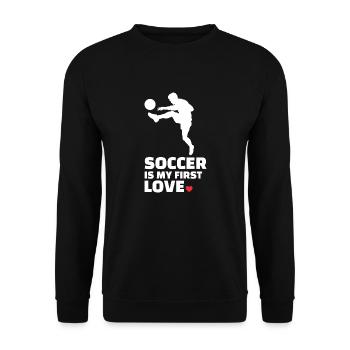 Ich Liebe Fußball Stylish Soccer Silhouette - Unisex Pullover - Schwarz - Vorne - Alina (178cm) & Michal (187cm)