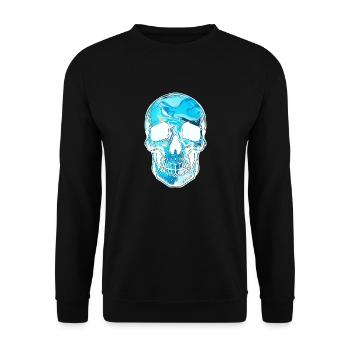 Skull blau hell Schädel - Unisex Pullover - Schwarz - Vorne - Alina (178cm) & Michal (187cm)