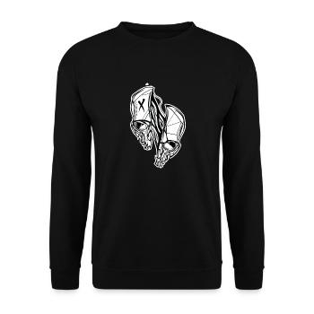 Geteilter Schädel // Illustration - Unisex Pullover - Schwarz - Vorne - Alina (178cm) & Michal (187cm)