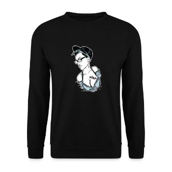 Nerle // Woman // Illustration - Unisex Pullover - Schwarz - Vorne - Alina (178cm) & Michal (187cm)