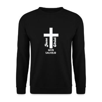 Jésus christ mon sauveur - Sweat-shirt Unisexe - noir - Devant - Alina (178cm) & Michal (187cm)