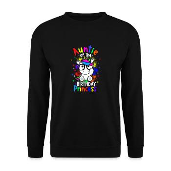 Auntie Of The Birthday Princess Unicorn Design Bir - Unisex Pullover - Schwarz - Vorne - Alina (178cm) & Michal (187cm)