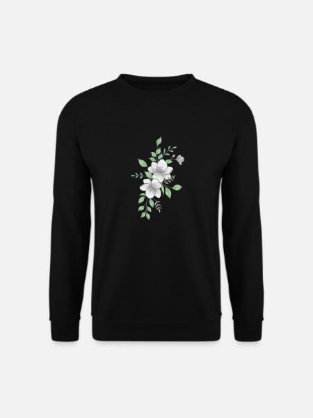 White and gray flower - Unisex Sweatshirt - black