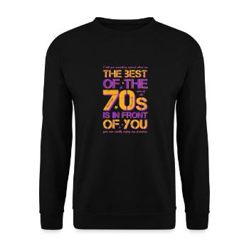 70s die Siebziger Jahre 70's - Unisex Pullover - Schwarz - Vorne - Alina (178cm) & Michal (187cm)