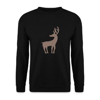 Rentier Weihnachten Christmas Geschenk - Unisex Pullover - Schwarz - Vorne - Alina (178cm) & Michal (187cm)