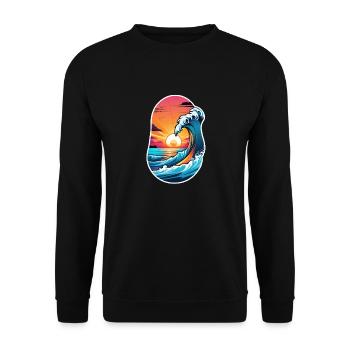 Wave - Sommer - Urlaub - Unisex Pullover - Schwarz - Vorne - Alina (178cm) & Michal (187cm)