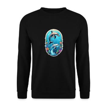 Delfin & Ozean - Unisex Pullover - Schwarz - Vorne - Alina (178cm) & Michal (187cm)